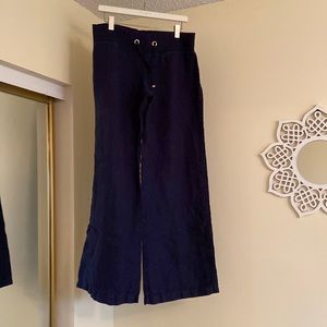 Lilly Pulitzer wide leg, navy linen beach pants